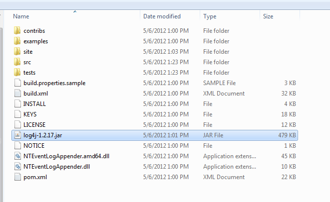 Extract log4j zip file