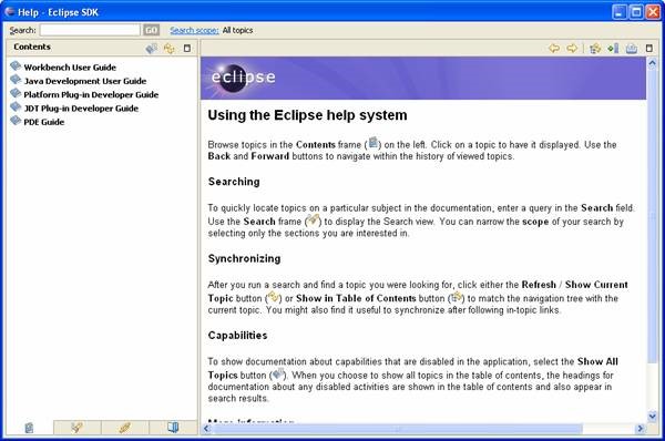 Using Eclipse Help System