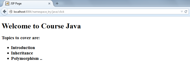 Figure: java.jsp on “click” action (for namespace “/java”)