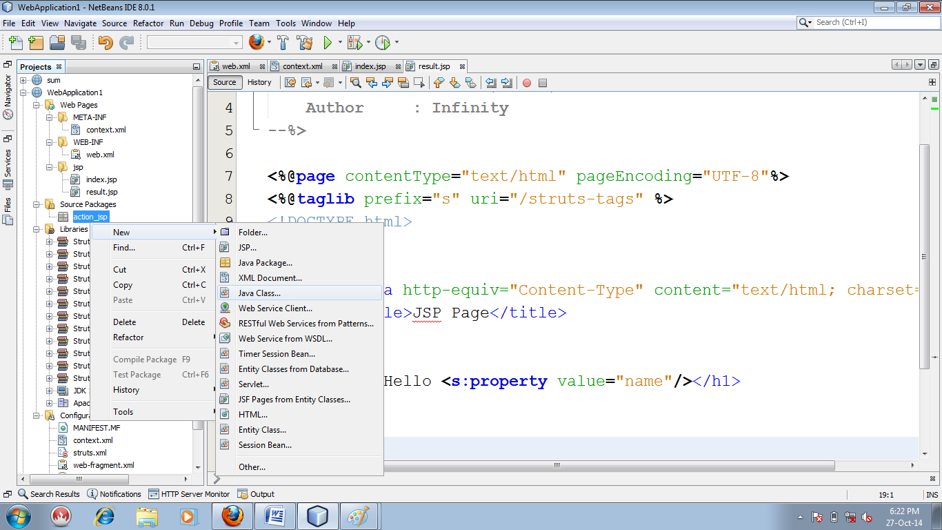 Figure : Creating action file(hello_action.java)