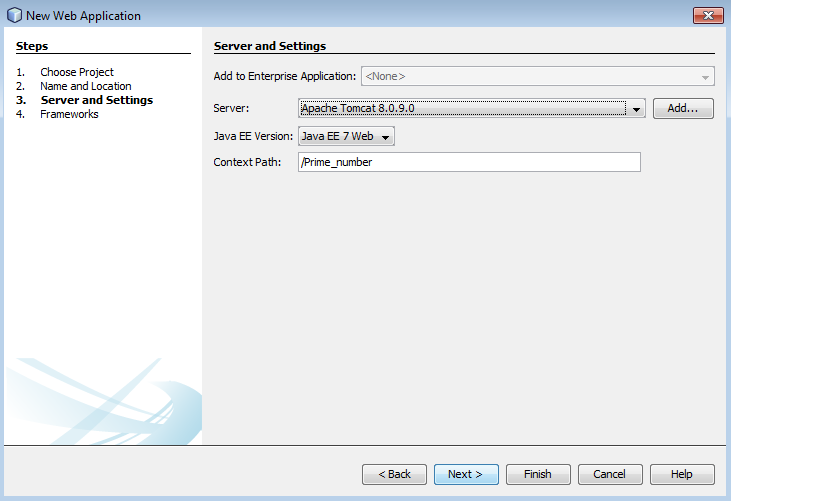 Figure : Creating new Project in NetBeans 8.0 (IV) – Selecting server