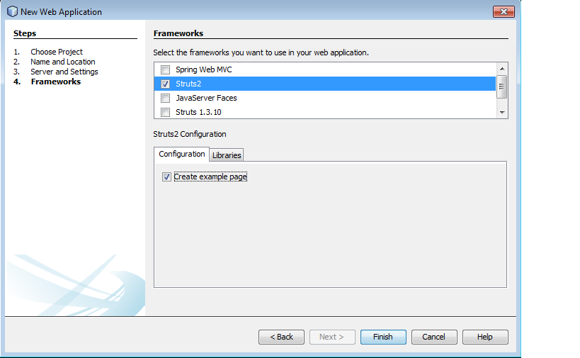 Figure : Creating new Project in NetBeans 8.0 (IV) – Selecting framework