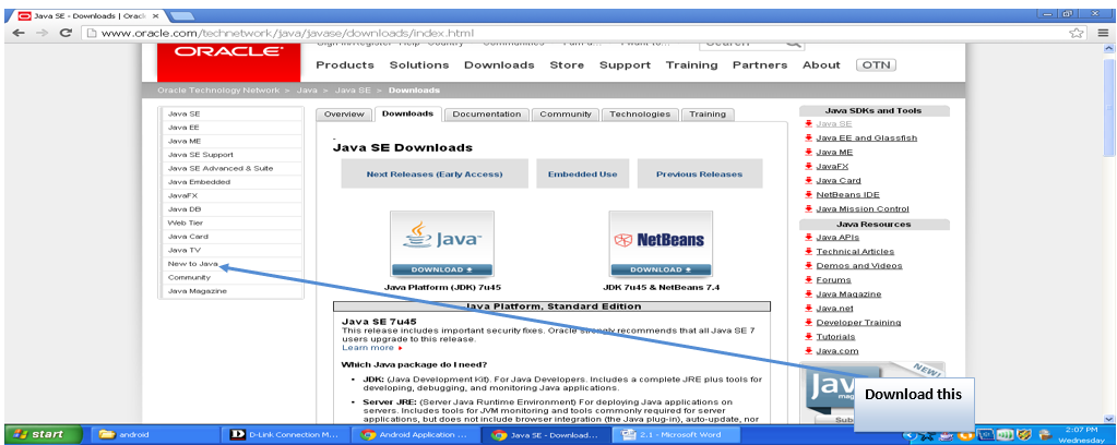 Installing JDK: Home page of oracle.com